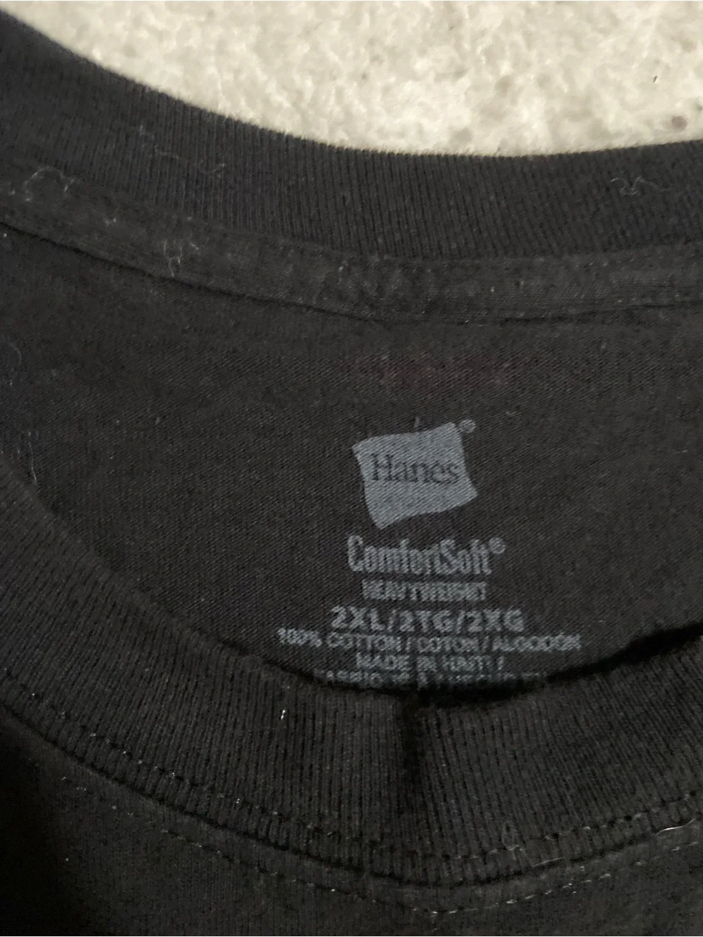 Hanes Black Long-Sleeve Tee with Small Orange Chest Graphic